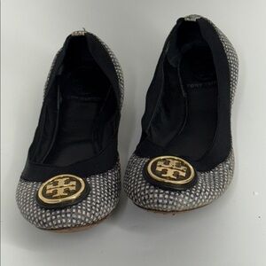 Tory Burch Channing Canvas Ballet Flats Royal Navy Size 5